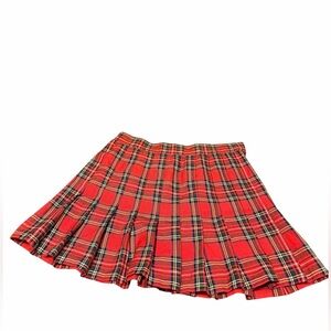 90’S Vintage Tarten Red pleated mini Skirt By Korinna Made In Canada 28” Waist